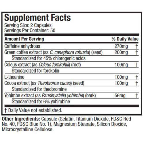 Muscletech Hydroxycut Elite nutriotion facts
