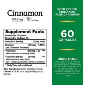 Nature's Bounty Cinnamon Plus Chromium Supplement Facts