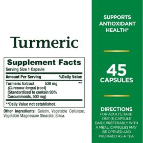 Nature's Bounty Turmeric 538 mg Capsules Supplement Facts