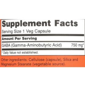 Now foods GABA 750mg Supplement facts