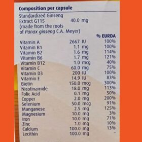 Pharmaton Capsules Supplement Facts