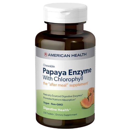 American Health Papaya Enzyme With Chlorophyll Chewable 250 Tablets