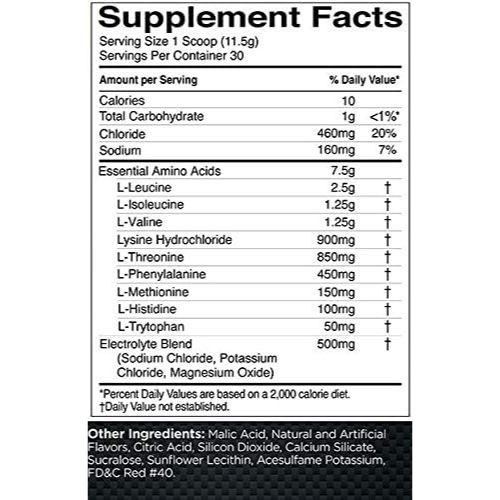 R1 Essential 9 Amino (EAA) supplement facts