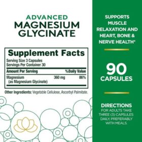 Nature's Bounty Advanced Magnesium Glycinate Capsules Supplement facts