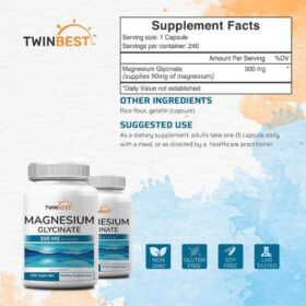 TwinBest Magnesium Glycinate 500mg Capsule Supplement Facts