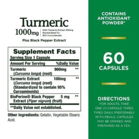 Nature's Bounty Turmeric 1000 mg Capsules Supplement Facts