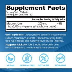 Doctor's Best Magnesium Glycinate Tablet Supplement Facts