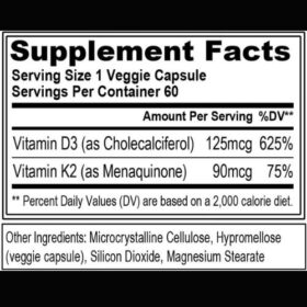 Evl Vitamin D3 + K2 Supplement Facts