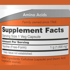 NOW Foods Taurine 1000 mg Capsules Supplement Facts