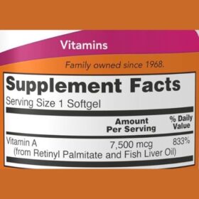 NOW Foods Vitamin A 25000 IU Supplement Facts