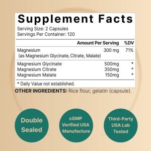 naturebell triple complex magnesium nutrition facts