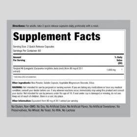 Piping Rock Tongkat Ali supplement facts