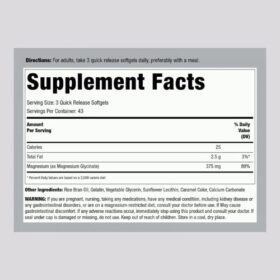 Piping Rock Magnesium Glycinate 375mg supplement facts