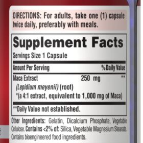 Puritan’s Pride Maca 500mg capsule supplement facts