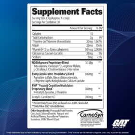 Gat PMP Pre-Workout supplement facts