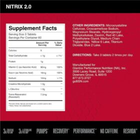 Bsn Nitric Oxide Tablet Supplement facts