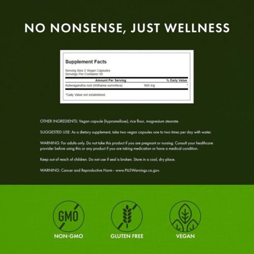 Swanson Ashwagandha Capsules Supplement facts