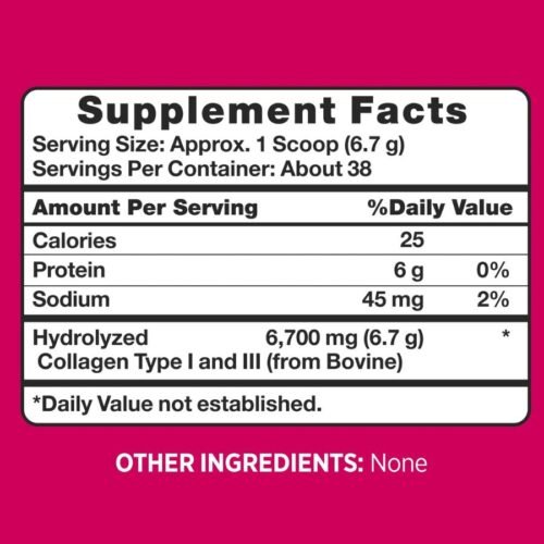 Pink Beauty Collagen Peptides Powder nutrition facts