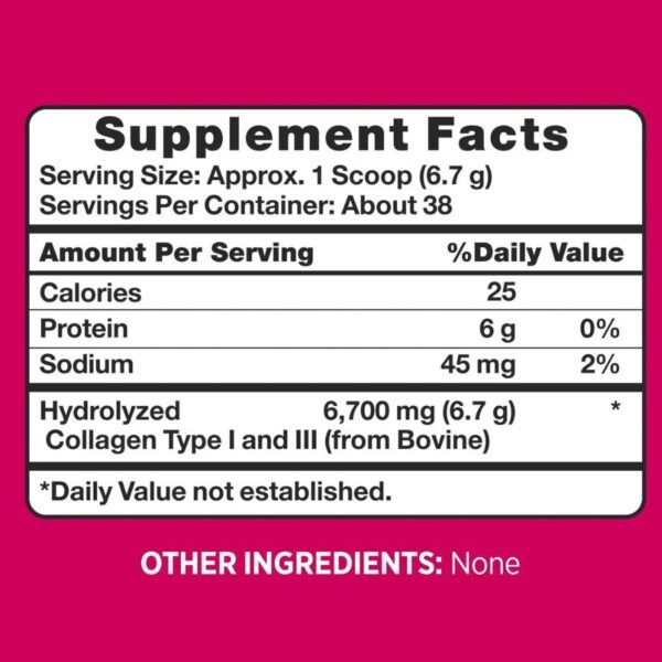 Pink Beauty Collagen Peptides Powder nutrition facts