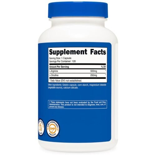 Nutricost L-Arginine L-Citrulline Complex 750mg (120 Capsules) Price in Dhaka